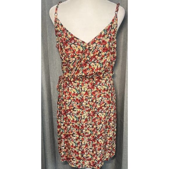 American Rag Mini Dress Women’s Size Medium Boho Floral Print Faux Wrap - Picture 15 of 16